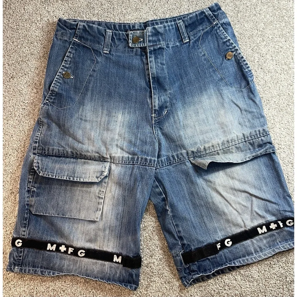VTG Marithe Francois Girbaud Denim Cargo Shorts Size 36 Y2K Shuttle Tape Baggy